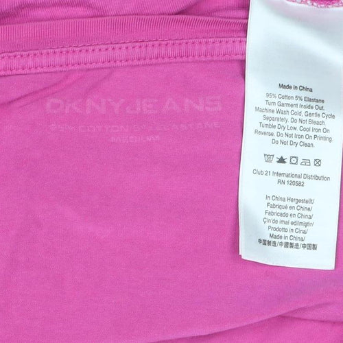DKNY Jeans Womens Pink Long Sleeve Scoop Neck Stretch T-Shirt M