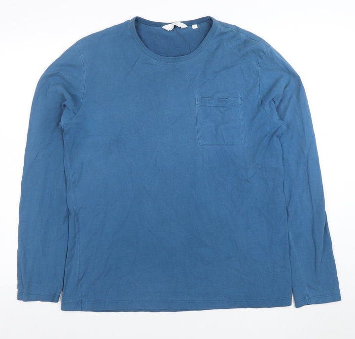 Next Women Blue Long Sleeve Cotton T-Shirt Size L