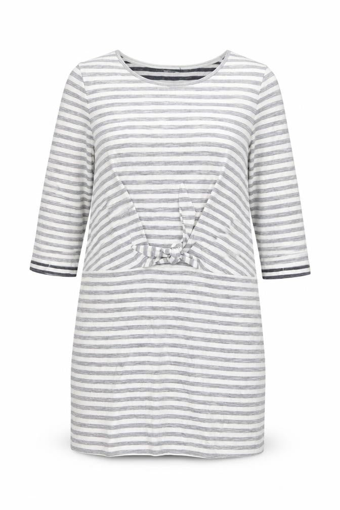DASH Women’s White & Navy Striped Cotton Tie Front Shift Dress Size 16