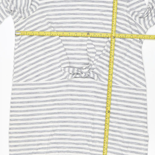 DASH Women’s White & Navy Striped Cotton Tie Front Shift Dress Size 16