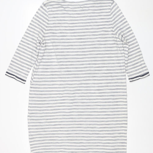 DASH Women’s White & Navy Striped Cotton Tie Front Shift Dress Size 16