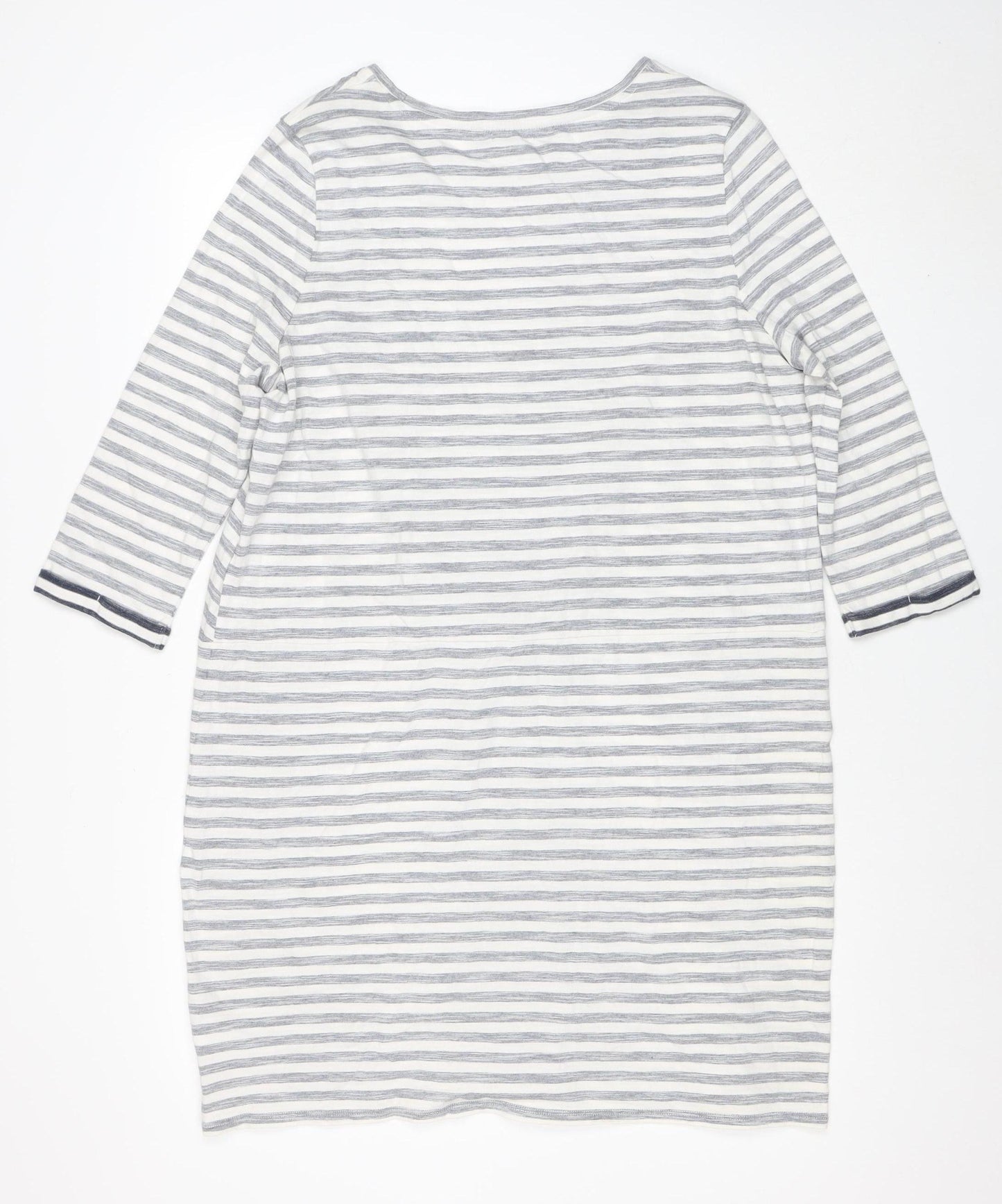 DASH Women’s White & Navy Striped Cotton Tie Front Shift Dress Size 16