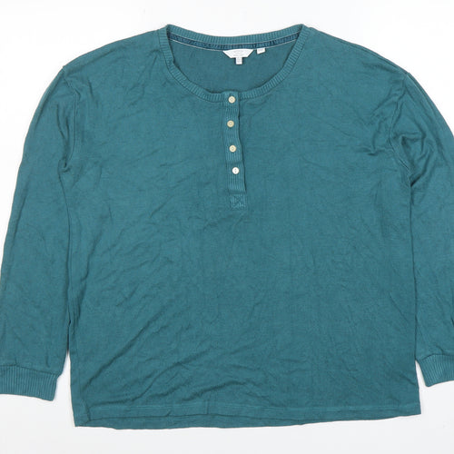 FatFace Womens Teal Cotton Henley Jumper Size 10 Long Sleeve