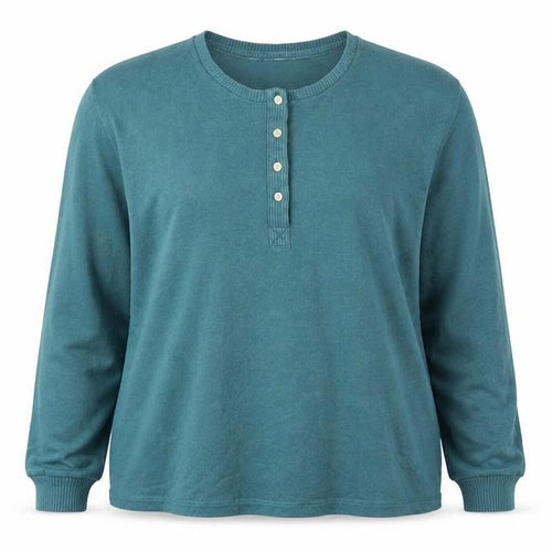 FatFace Womens Teal Cotton Henley Jumper Size 10 Long Sleeve