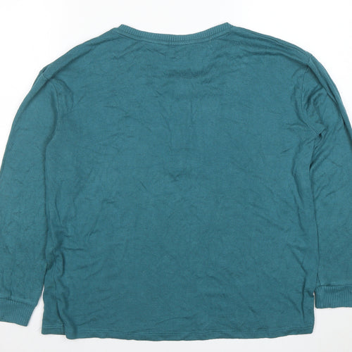 FatFace Womens Teal Cotton Henley Jumper Size 10 Long Sleeve
