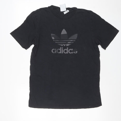 adidas Mens Black Short Sleeve Cotton Graphic T-Shirt Size M