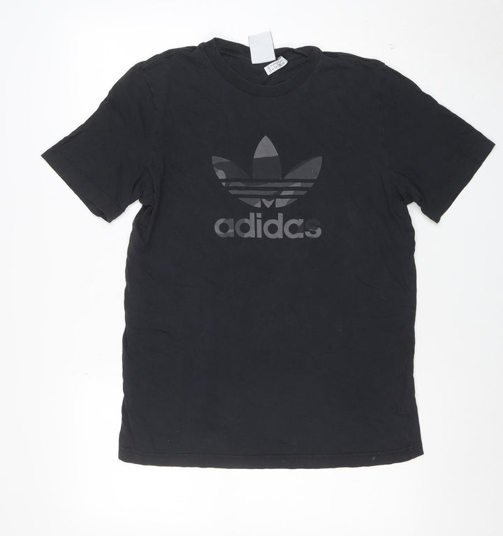 adidas Mens Black Short Sleeve Cotton Graphic T-Shirt Size M
