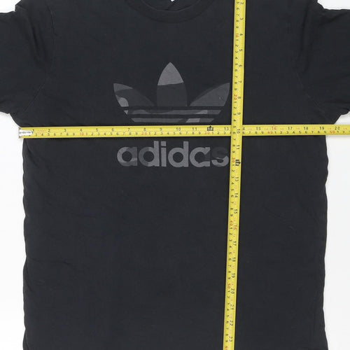 adidas Mens Black Short Sleeve Cotton Graphic T-Shirt Size M