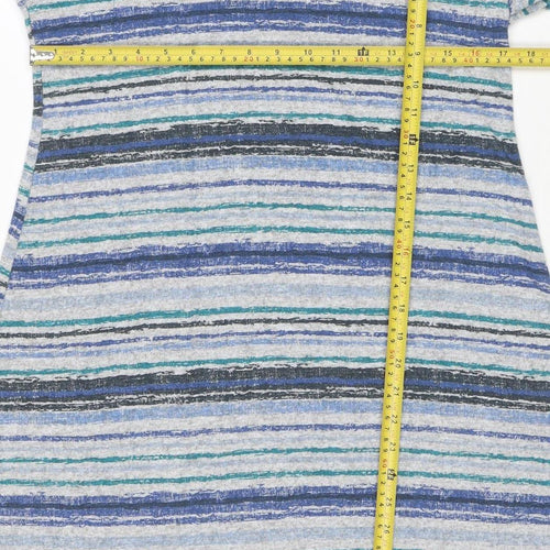 Bonmarche Women's Blue Striped Shift Dress Size 12 Long Sleeve