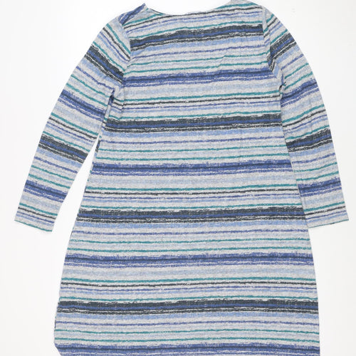 Bonmarche Women's Blue Striped Shift Dress Size 12 Long Sleeve