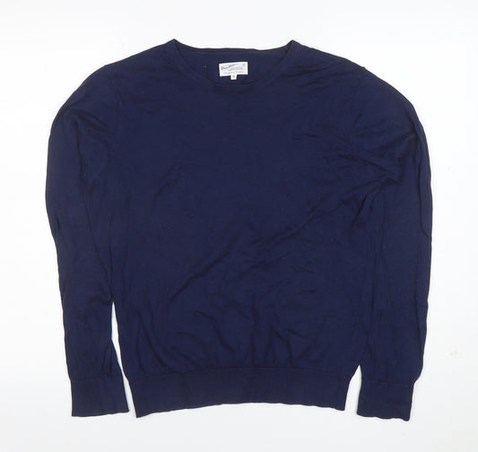 Gant Men's Blue Cotton Crew Neck Pullover Jumper Size S