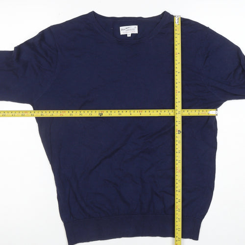 Gant Men's Blue Cotton Crew Neck Pullover Jumper Size S