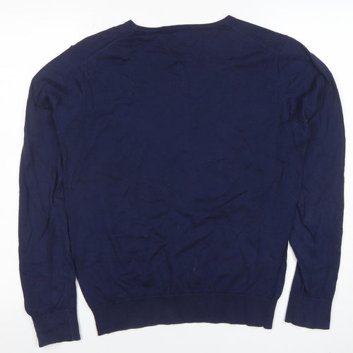 Gant Men's Blue Cotton Crew Neck Pullover Jumper Size S