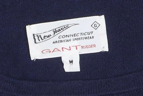 Gant Men's Blue Cotton Crew Neck Pullover Jumper Size S