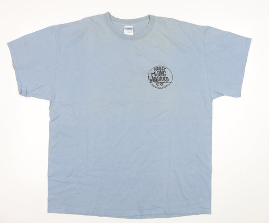 Gildan Men’s Blue XL Manly Longboard Co Graphic Surf T-Shirt
