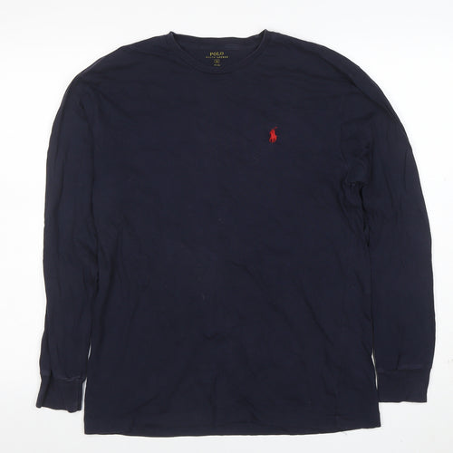 Ralph Lauren Men’s Blue Long Sleeve Cotton Crew Neck T-Shirt Size S