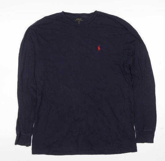 Ralph Lauren Men’s Blue Long Sleeve Cotton Crew Neck T-Shirt Size S