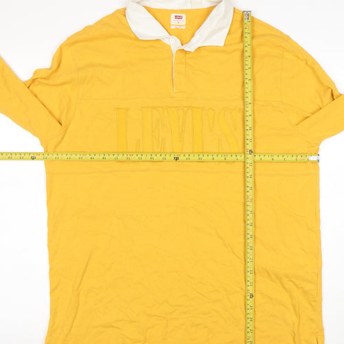 Levi's Men's Yellow Long Sleeve Polo Shirt XL Relaxed Fit Classic Cotton