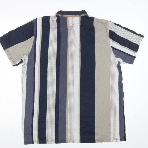 EASY Men's Multicoloured Striped 1/4 Zip Cotton Polo Shirt XL