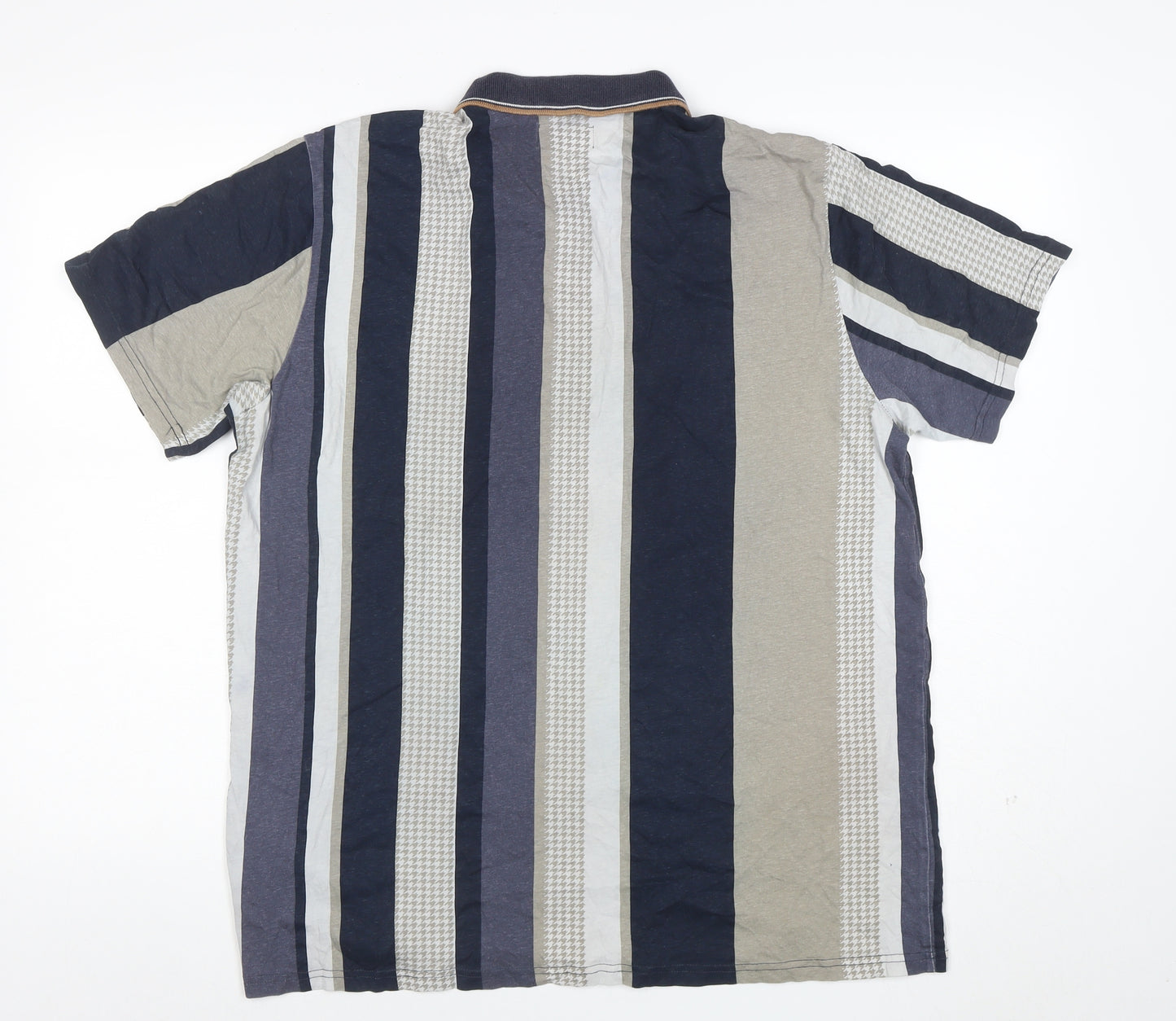 EASY Men's Multicoloured Striped 1/4 Zip Cotton Polo Shirt XL