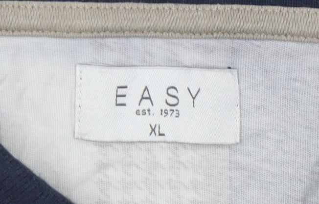 EASY Men's Multicoloured Striped 1/4 Zip Cotton Polo Shirt XL