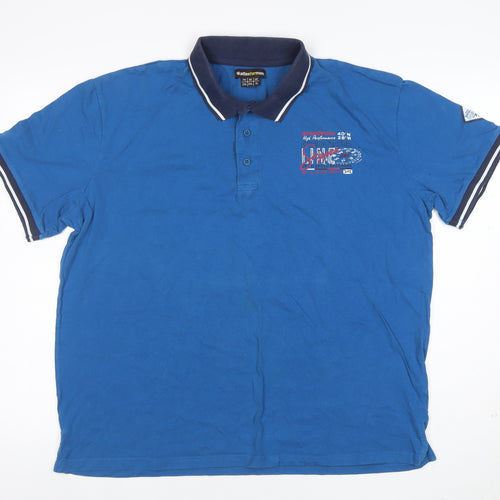 Atlas For Men Blue 2XL Cotton Polo Shirt Short Sleeve