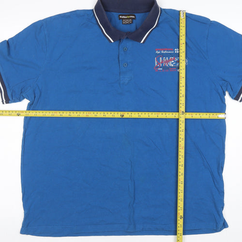 Atlas For Men Blue 2XL Cotton Polo Shirt Short Sleeve