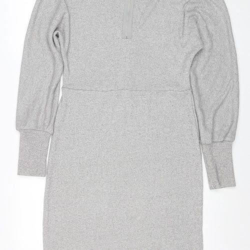 Next Women Grey Size 10 Bodycon Knit Long Sleeve Dress