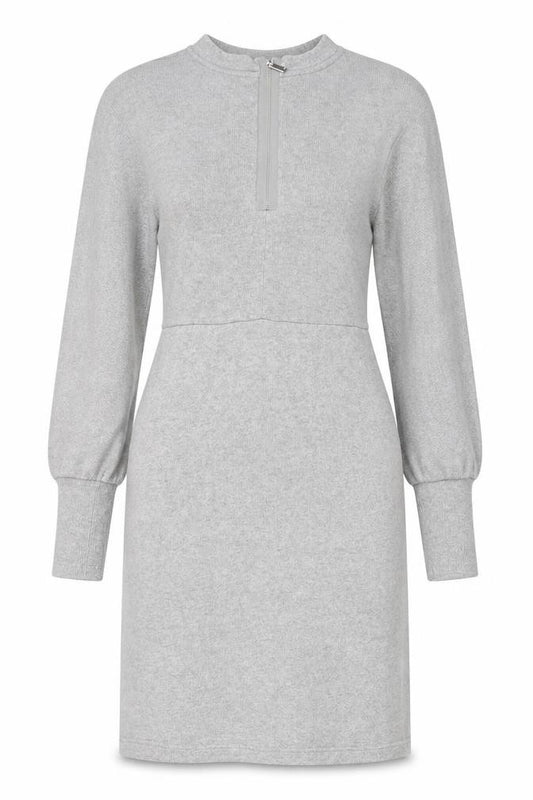 Front view of Next Women Grey, size 10, Bodycon Knit Long Sleeve Dress