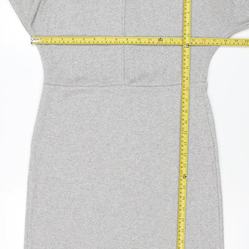 Next Women Grey Size 10 Bodycon Knit Long Sleeve Dress