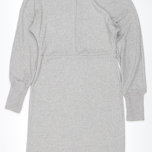 Next Women Grey Size 10 Bodycon Knit Long Sleeve Dress