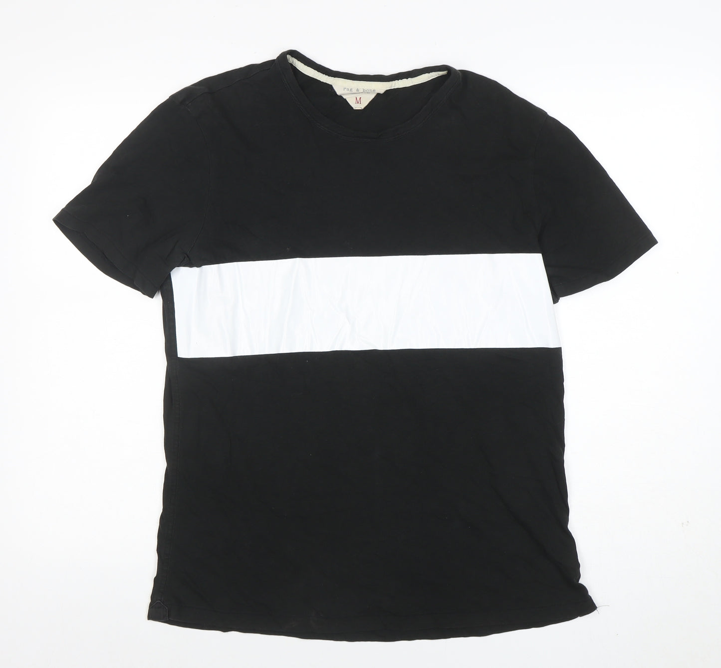 Rag & Bone Men's Black Colourblock Cotton T-Shirt Size M