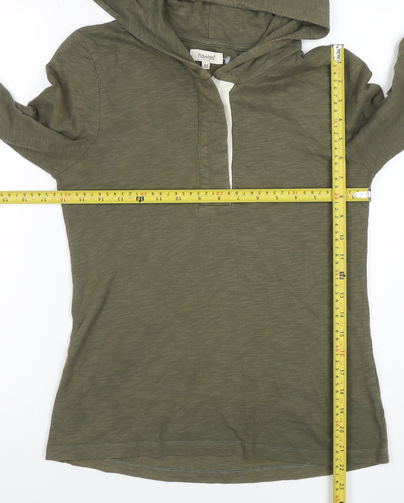 Howies Womens Green XS Basic Long Sleeve Cotton Hooded Top
