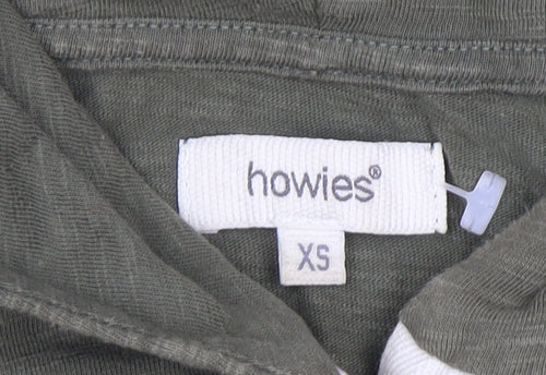 Howies Womens Green XS Basic Long Sleeve Cotton Hooded Top