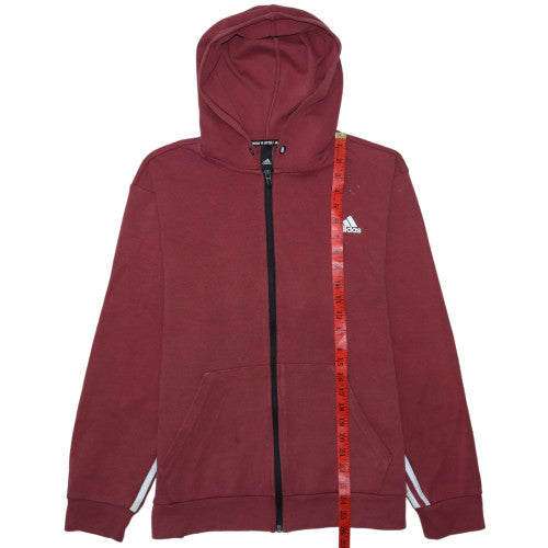 Adidas Men's Red Full Zip Fleece Hoodie Size M