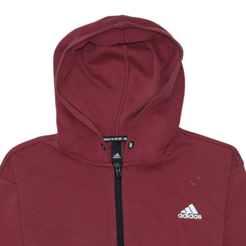 Adidas Men's Red Full Zip Fleece Hoodie Size M