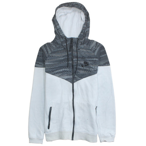 Nike Men's White and Grey Full Zip Hoodie Size M