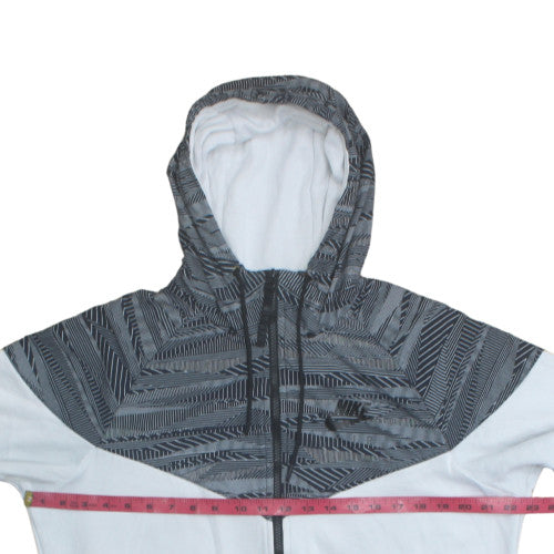 Nike Men's White and Grey Full Zip Hoodie Size M
