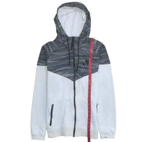Nike Men's White and Grey Full Zip Hoodie Size M