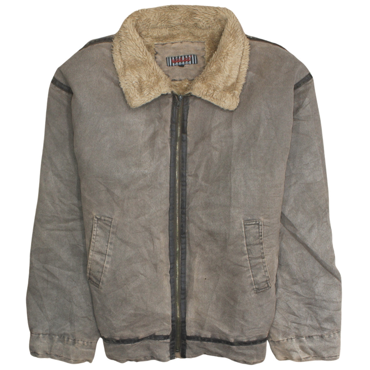 McGarland Men's Brown Faux Leather Bomber Jacket 2XL Lined Winter Coat