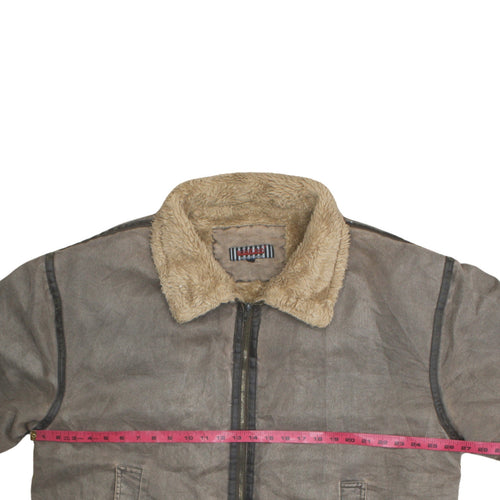 McGarland Men's Brown Faux Leather Bomber Jacket 2XL Lined Winter Coat