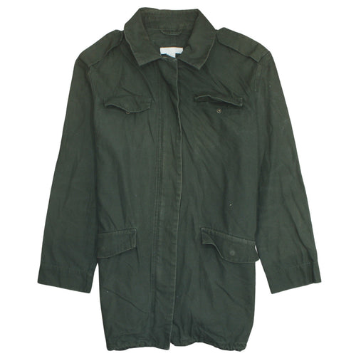H&M Women's Green Military Jacket Size 12 Cotton Long Casual Style