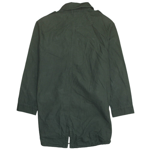 H&M Women's Green Military Jacket Size 12 Cotton Long Casual Style