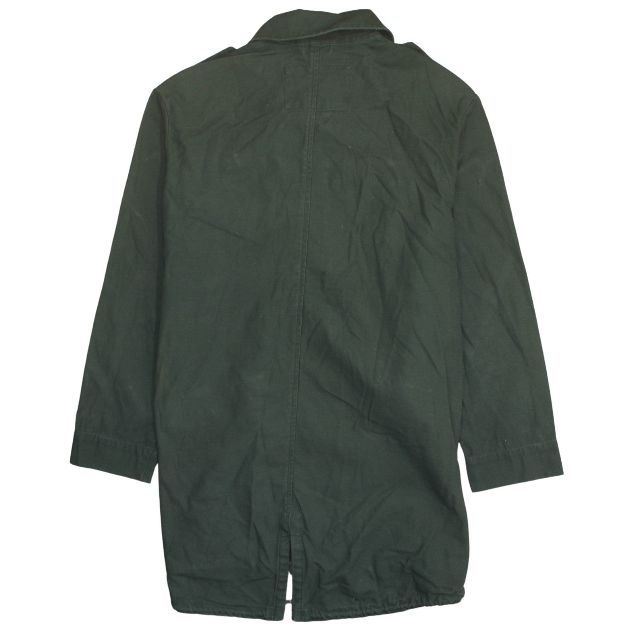 H&M Women's Green Military Jacket Size 12 Cotton Long Casual Style