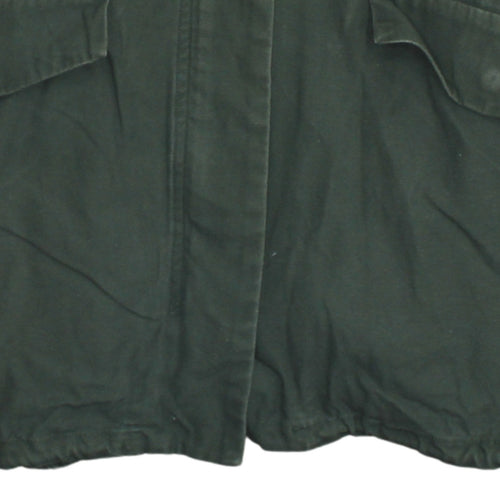 H&M Women's Green Military Jacket Size 12 Cotton Long Casual Style