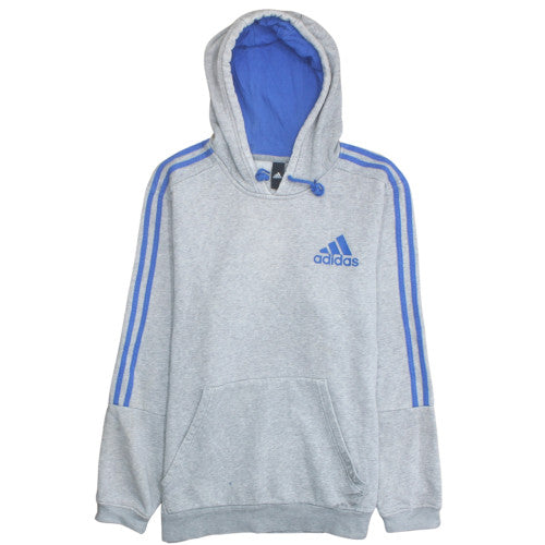 Adidas Men’s Grey Blue Pullover Hoodie 2XL Sports Fleece