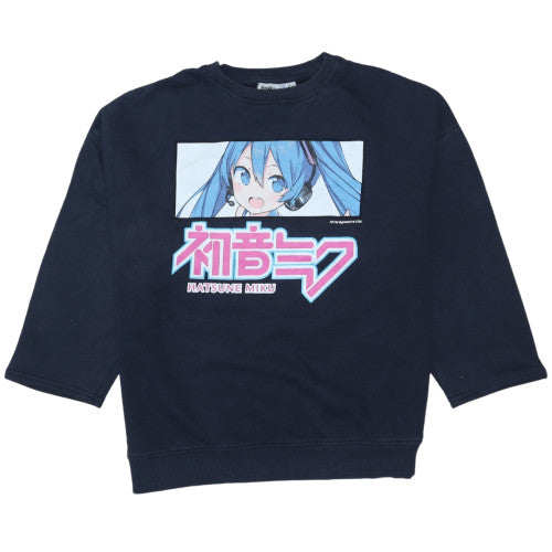 Hatsune Miku Women's Navy Pullover Sweatshirt Size S Anime Graphic