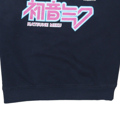 Hatsune Miku Women's Navy Pullover Sweatshirt Size S Anime Graphic