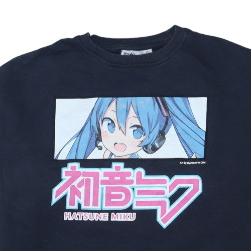 Hatsune Miku Women's Navy Pullover Sweatshirt Size S Anime Graphic