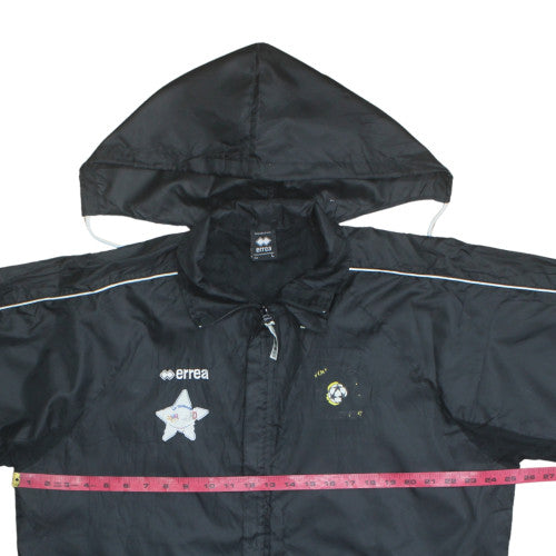Errea Men's Black L Hooded Rain Jacket Football Sports Coat